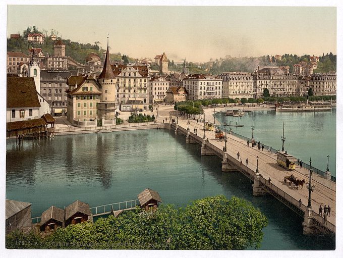The Schweizerhof Quay, and New Bridge, Lucerne, Switzerland