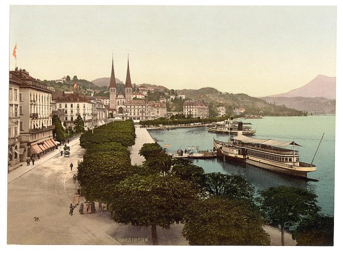 Promenade and cathedral, Lucerne, Switzerland