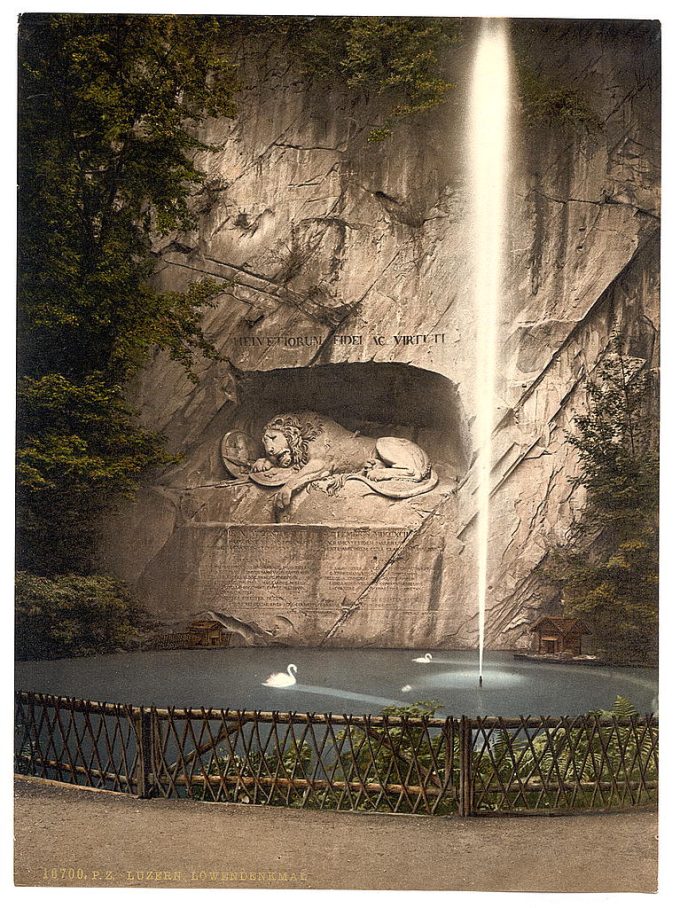Lion Monument, and fountain, Lucerne, Switzerland