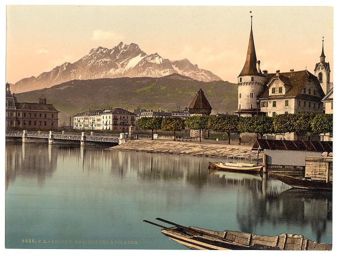 New Bridge and Pilatus, Lucerne, Switzerland