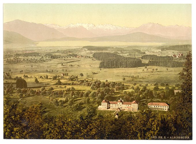 Alisbrunn, with chapel and Lake Zug, Lake Lucerne, Switzerland