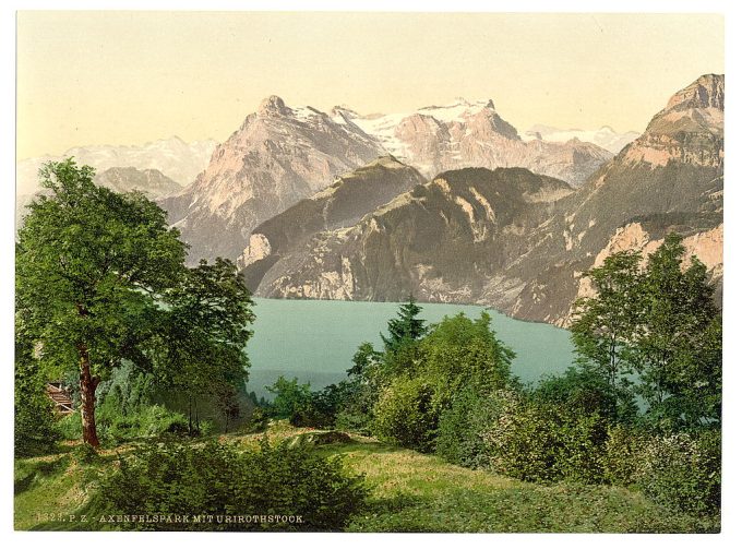 Axenstein, Park and Urirothstock, (i.e., Urirotstock), Lake Lucerne, Switzerland