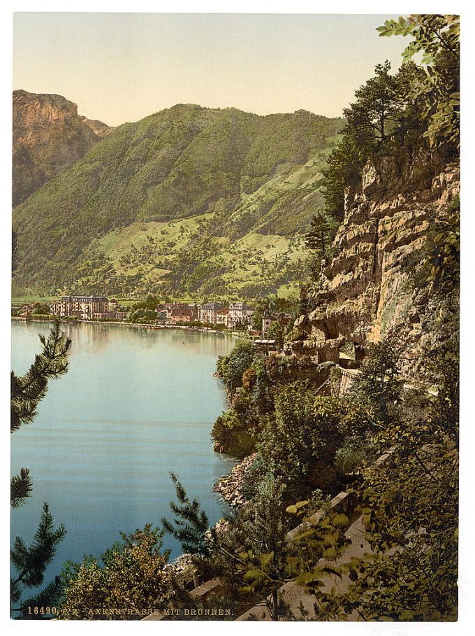 Brunnen from Axenstrasse, Lake Lucerne, Switzerland