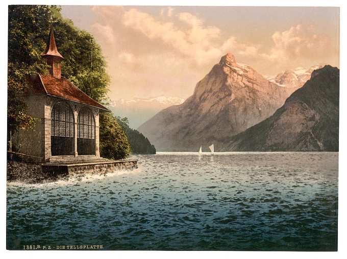 Tell's Chapel, evening view, Lake Lucerne, Switzerland