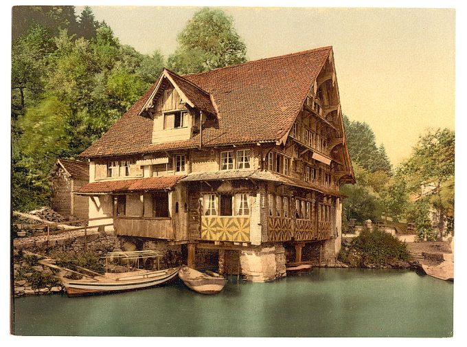 Treib, chalet on lake, Lake Lucerne, Switzerland