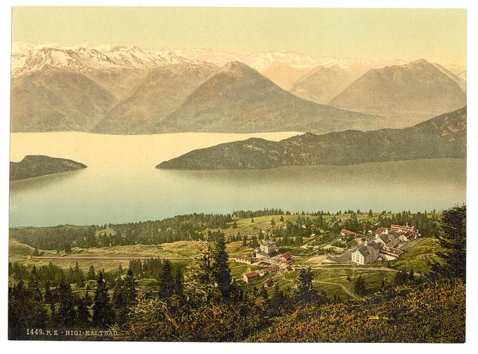 Panorama of Rigi Kaltbad and the Lake of the Four Cantons, from Rothstock, Rigi, Switzerland