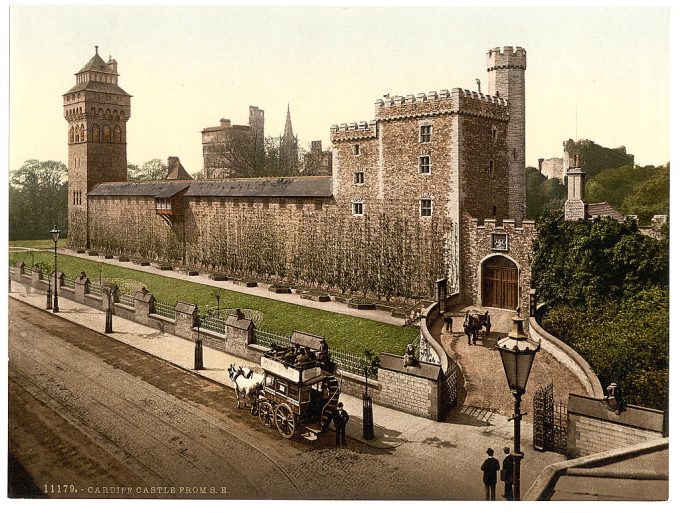 From the southeast, Cardiff Castle, Wales