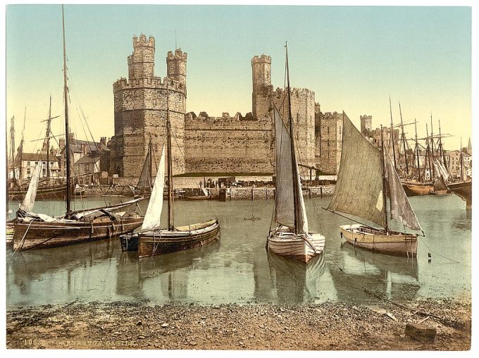 General view end, Carnarvon Castle, Wales