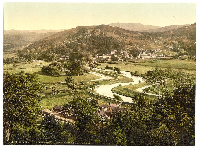 Vale of Festiniog (i.e. Ffestiniog) from terrace plas, Festiniog (i.e. Ffestiniog), Wales