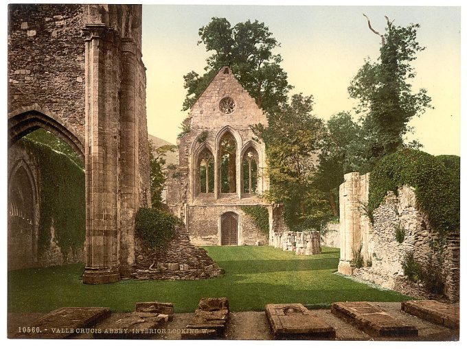 Valle Crucis Abbey, interior looking west, Llangollen, Wales