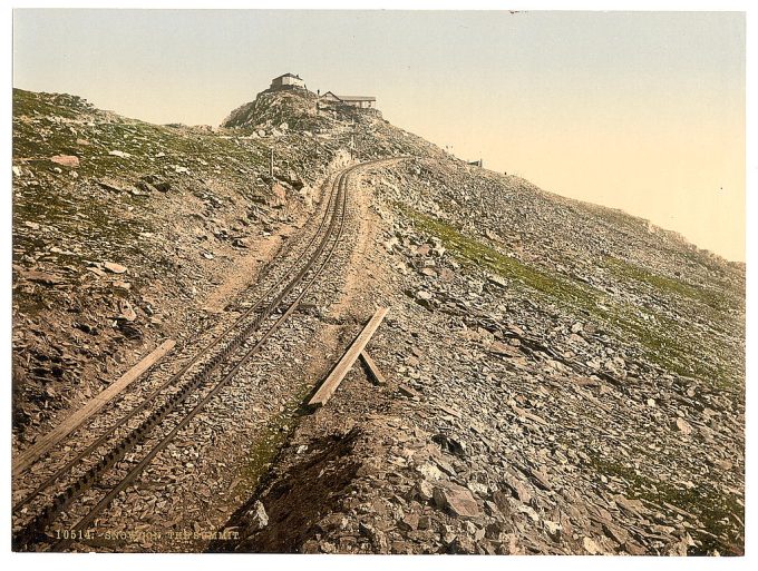 Railway, at the summit, Snowdon, Wales