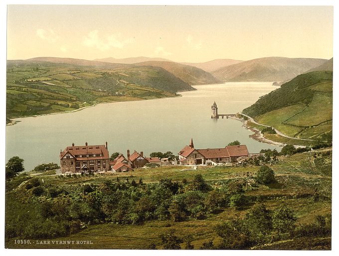 Lake and hotel, Vyrnwy, Wales