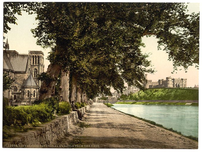 Cathedral and castle from the Ness, Inverness, Scotland