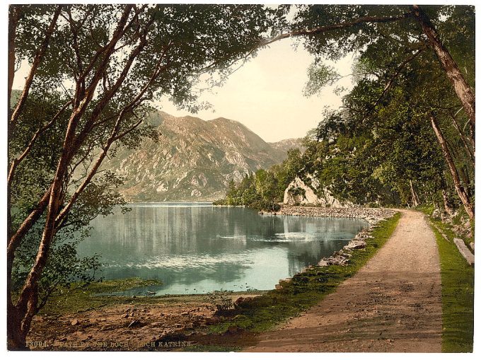 Loch Katrine path by the Loch, Trossachs, Scotland