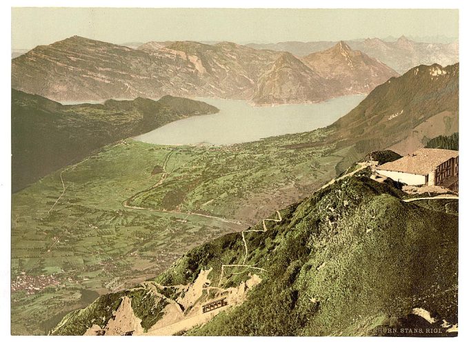 View of Stans, Lake of the Four Cantons and Rigi, Stanserhorn, Switzerland