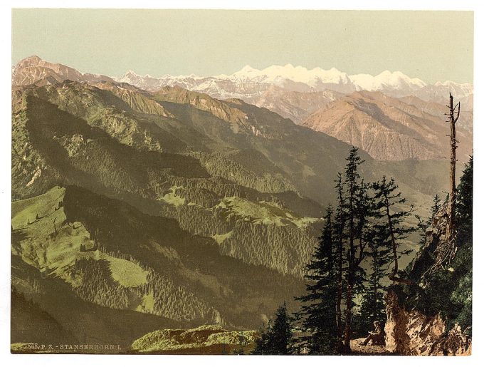 Panoramic view towards Oberland, Stanserhorn Switzerland