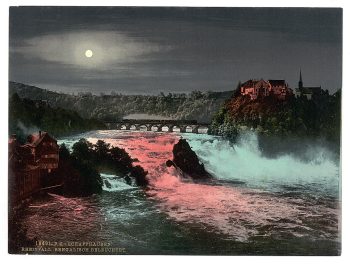 The Falls of the Rhine, by Bengal Light, Schaffhausen, Switzerland