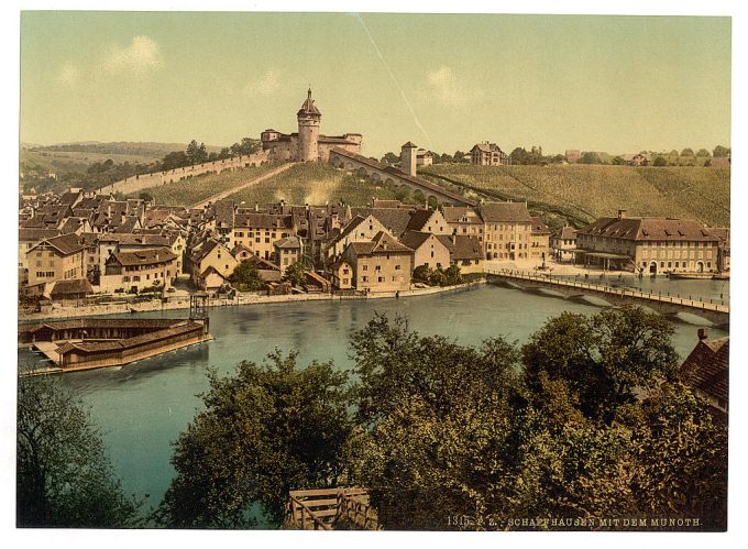 View of Schaffhausen, with the Munoth, Schaffhausen, Switzerland