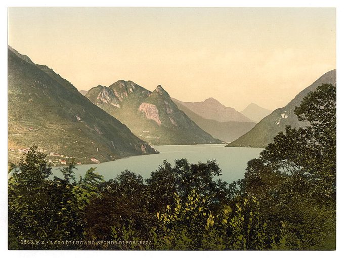 Porlezza, general view (distant), Tessin, Switzerland