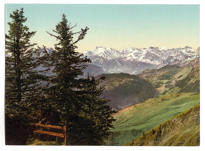 Stanserhorn, view of Mount Titlis, Unterwald, Switzerland