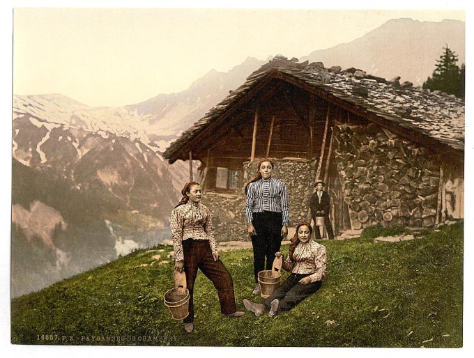 Champéry, a woman of Champéry, Valais, Alps of, Switzerland