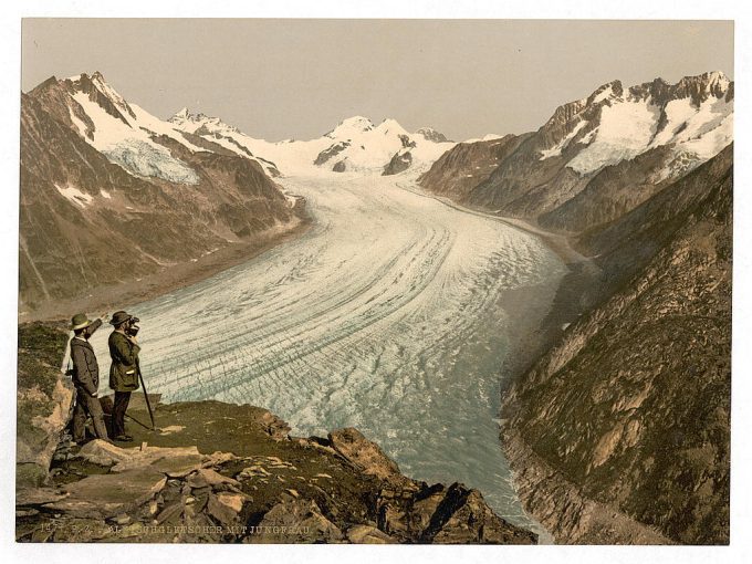 Eggishorn, Grand Aletsch Glacier, with Jungfrau, Monch and Eiger, Valais, Alps of, Switzerland