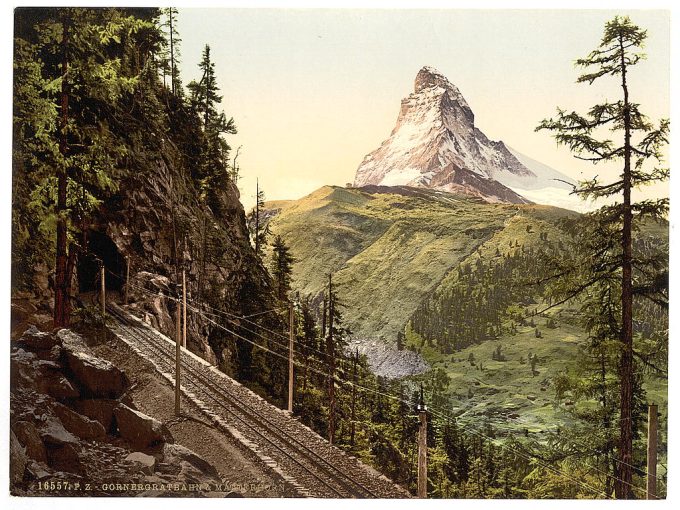 Gornergrat Railway and Matterhorn, Valais, Alps of, Switzerland