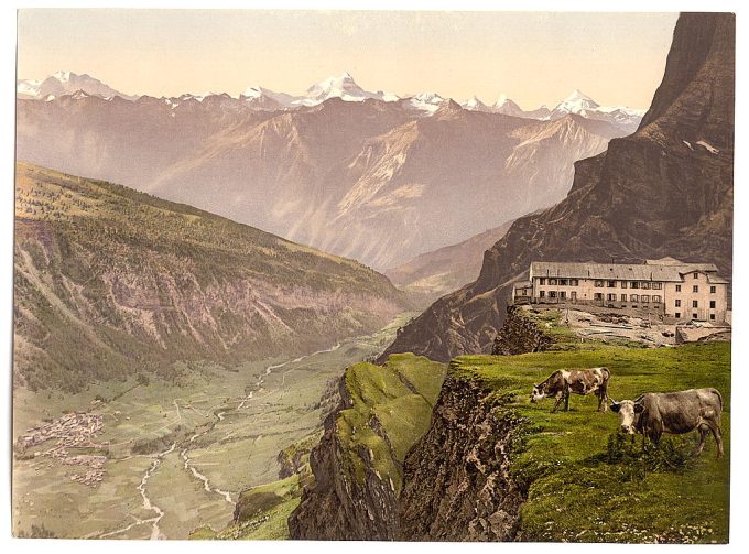 Gemmi Hotel and Leuk, Valais, Alps of, Switzerland