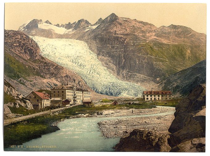 The Rhone Glacier, Glacier Hotel and Furka Road, Valais, Alps of, Switzerland