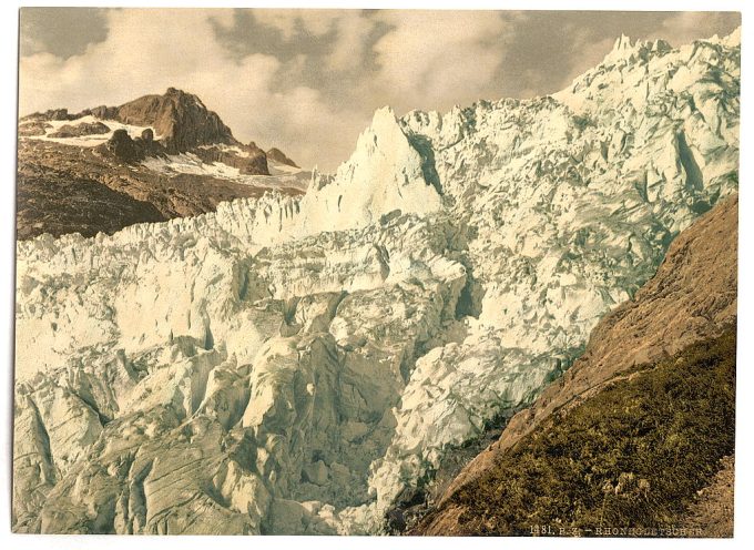 The Rhone Glacier, Glacier Hotel and Furka Road, Valais, Alps of, Switzerland