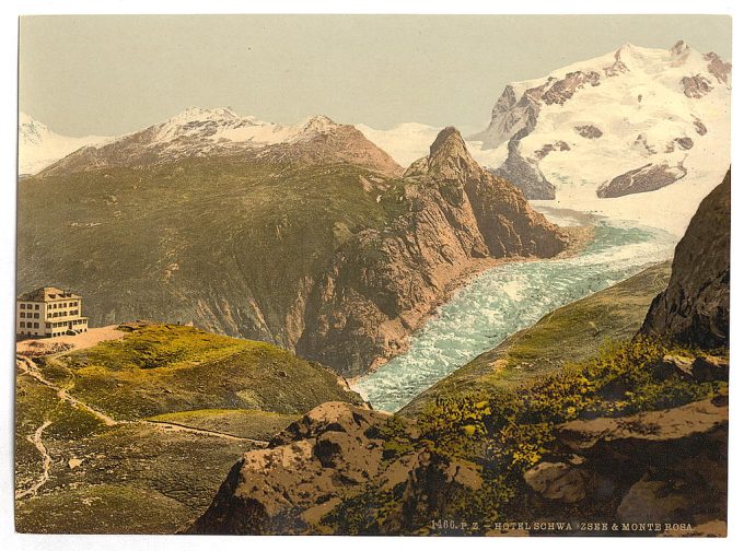 Monte Rosa and Hotel Schwarzsee, Valais, Alps of, Switzerland