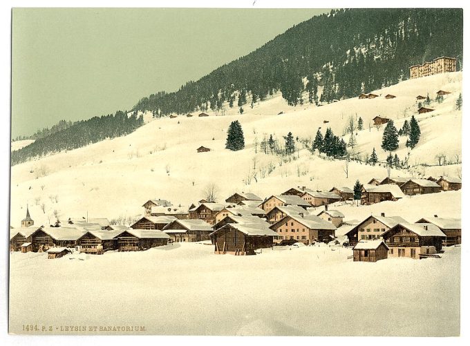 Leysin, the village and sanatorium in winter, Nand, Canton of, Switzerland