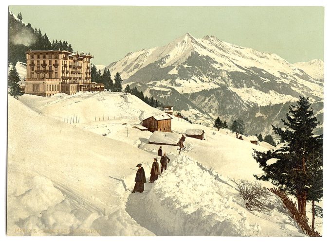 Leysin, the sanatorium and Chaussy in winter, Nand, Canton of, Switzerland