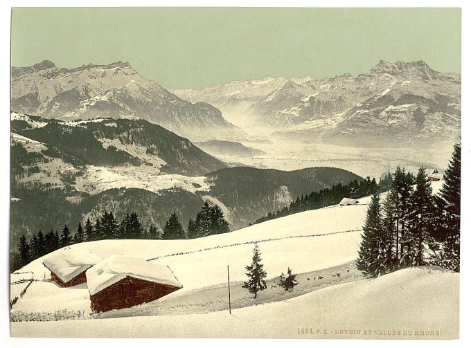 Leysin, view of the Rhone Valley in winter, Nand, Canton of, Switzerland