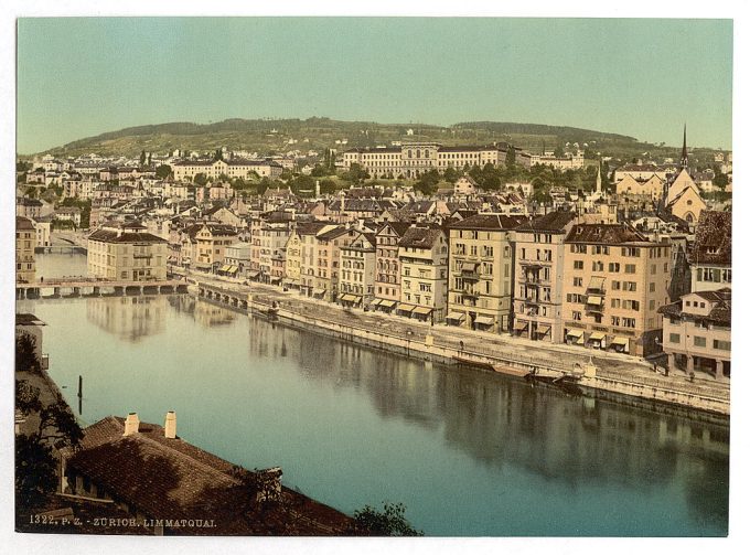 The Limmatquay, with Polytechnic, Zurich, Switzerland