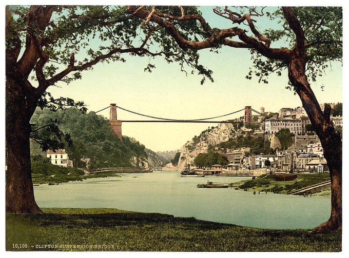 Clifton suspension bridge from the ferry, Bristol, England