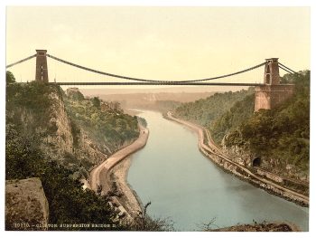Clifton suspension bridge from the cliffs, Bristol, England