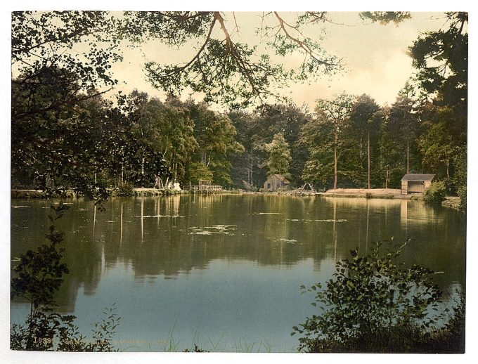 Royal Military College, bathing lake, Sandhurst, Camberley, England