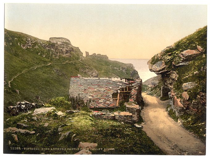 Tintagel, King Arthur's Castle from valley, I, Cornwall, England