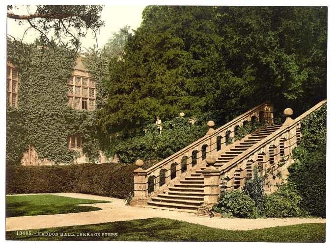 Haddon Hall, the terrace steps, Derbyshire, England