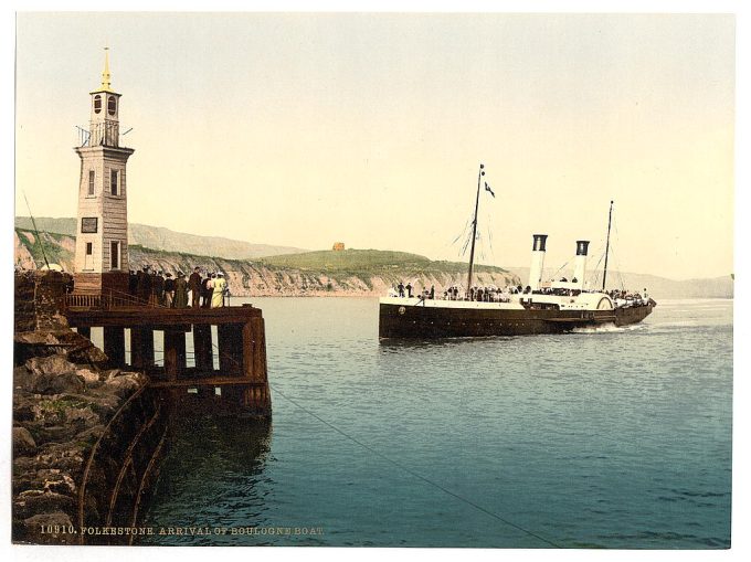 Arrival of Boulogne boat, Folkestone, England