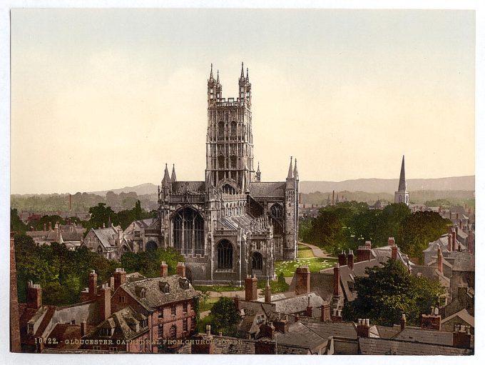 Cathedral from church tower, Gloucester, England