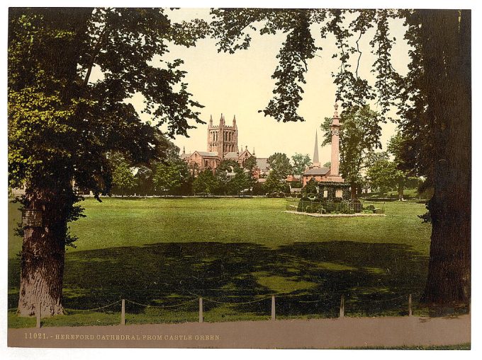 Cathedral from Castle Green, Hereford, England