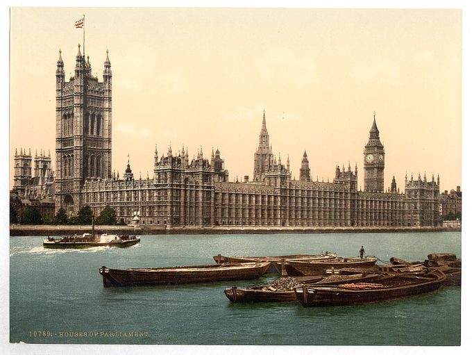 Houses of Parliament from the river, London, England