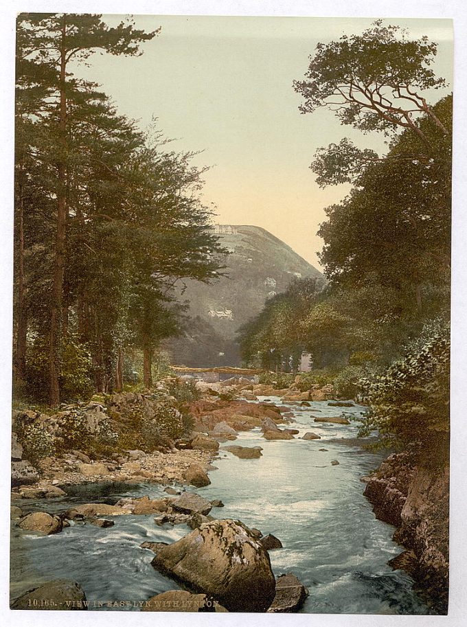 View in the East Lyn. with Lynton, Lynton and Lynmouth, England