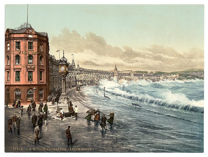 Douglas, loch promenade (storm scene), Isle of Man, England