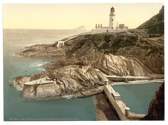 Douglas Lighthouse and bathing cove, Isle of Man, England