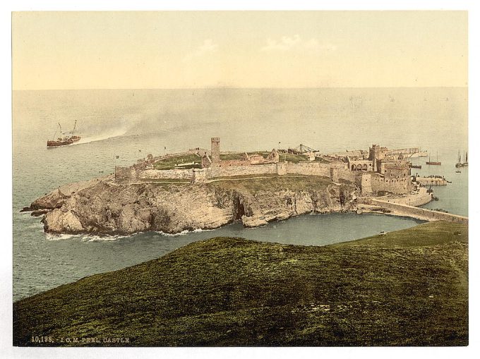 Peel, general view of castle, Isle of Man, England