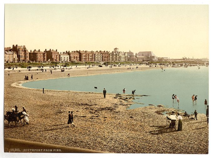 Parade (i.e., promenade) from the pier, Southport, England