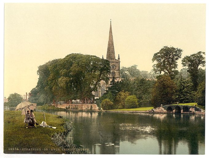 Trinity Church from the river, Stratford-on-Avon, England
